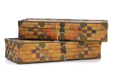 Lot 316 - A pair of Bhutanese stained rattan boxes