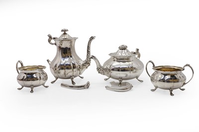 Lot 23 - A silver four-part tea service