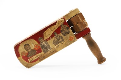 Lot 313 - A painted pine and beech Speedway rattle