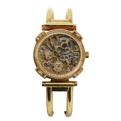 Lot 294 - A ladies' 18ct gold automatic bracelet watch, signed La Vallée