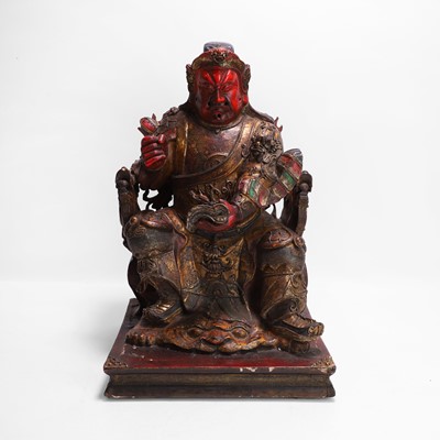 Lot 381 - A Chinese gilt lacquered wood carving