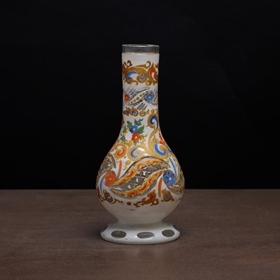 Lot 227 - A Bohemian enamelled cut-glass hookah base