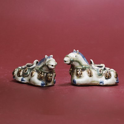 Lot 135 - A pair of Chinese glazed stoneware water droppers