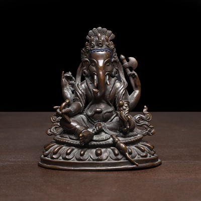 Lot 55 - A Tibetan bronze Ganesh