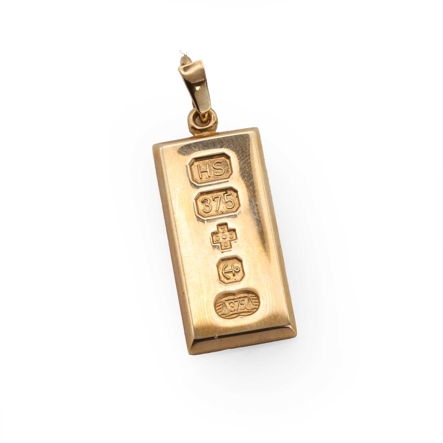 Lot 299 - A 9ct gold ingot pendant,