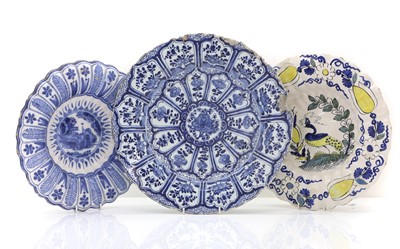 Lot 106 - Two Dutch delft lobed chargers