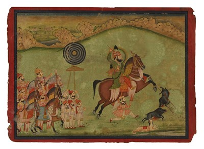 Lot 190 - An Indian painting of a royal hunting scene