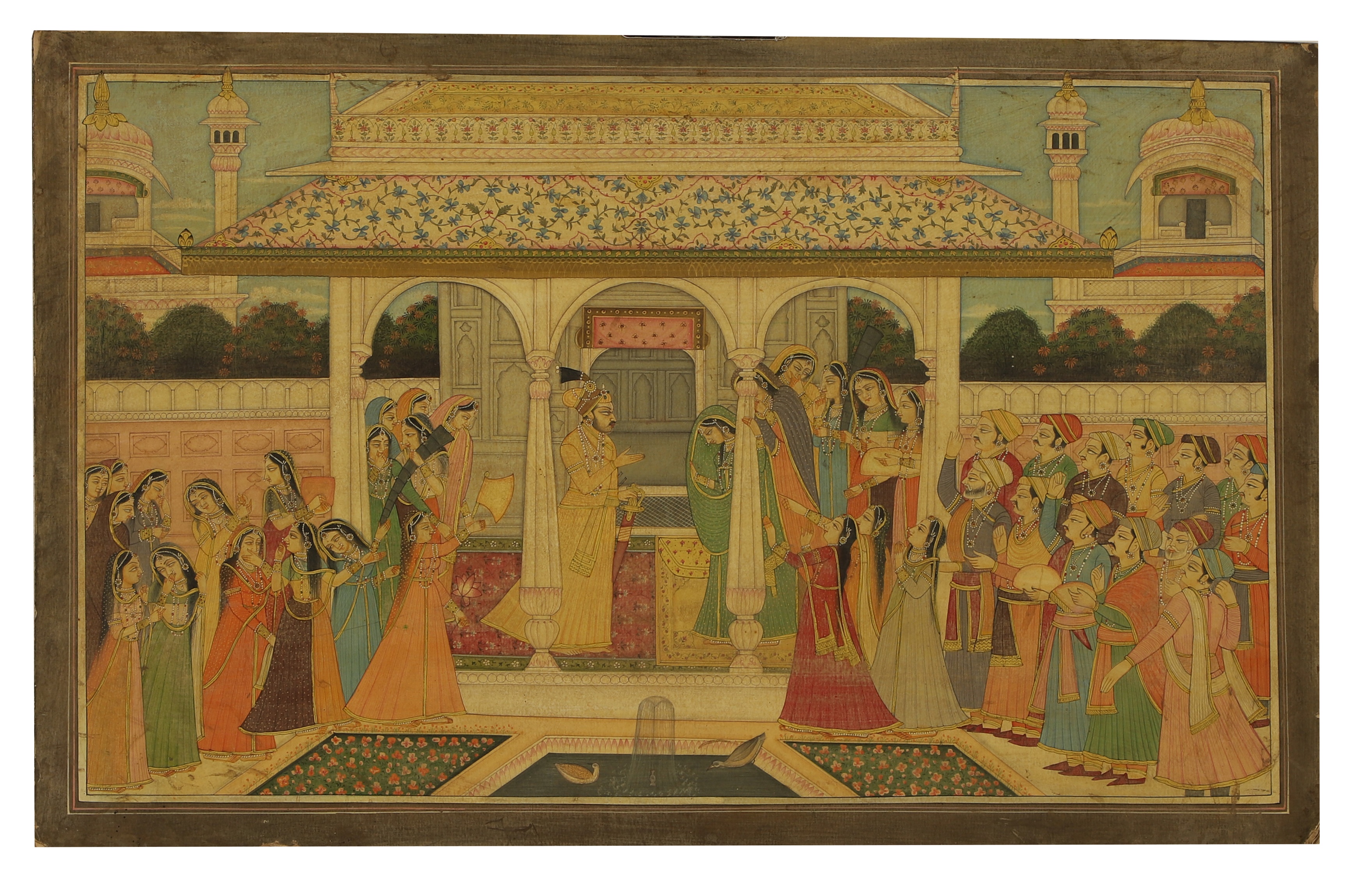 Lot 65 - An Indian painted miniature of a court scene,