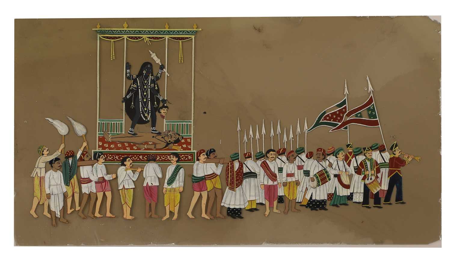 Lot 177 - A large lndian painting on mica