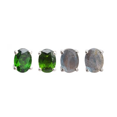 Lot 1222 - Two pairs of silver gemstone set stud earrings