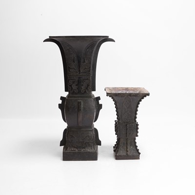 Lot 30 - Two Chinese bronze archaic-style vases