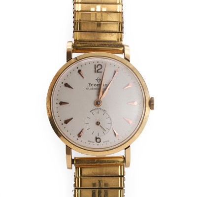 Lot 352 - A gentlemen's 9ct gold Yeoman mechanical bracelet watch