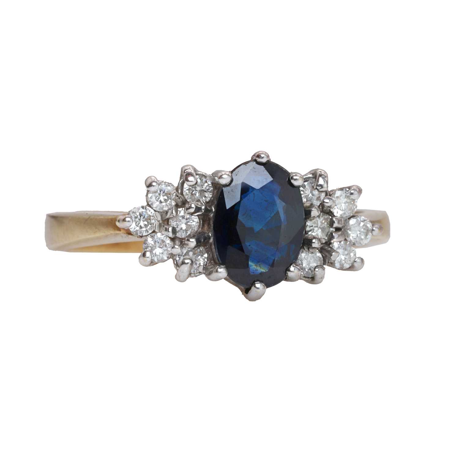Lot 73 - A 9ct gold sapphire and diamond cluster ring
