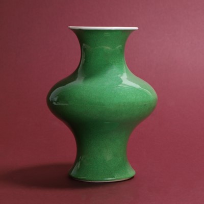 Lot 61 - A Chinese green-glazed vase