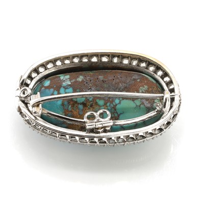 Lot 50 - A turquoise and diamond brooch