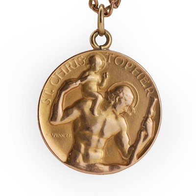 Lot 311 - A 9ct gold St. Christopher medallion, by Paul Vincze