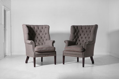 Lot 55 - A pair of George III-style barrel-back armchairs by Tetrad