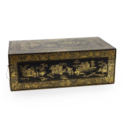 Lot 52 - A Chinese gilt lacquered writing box
