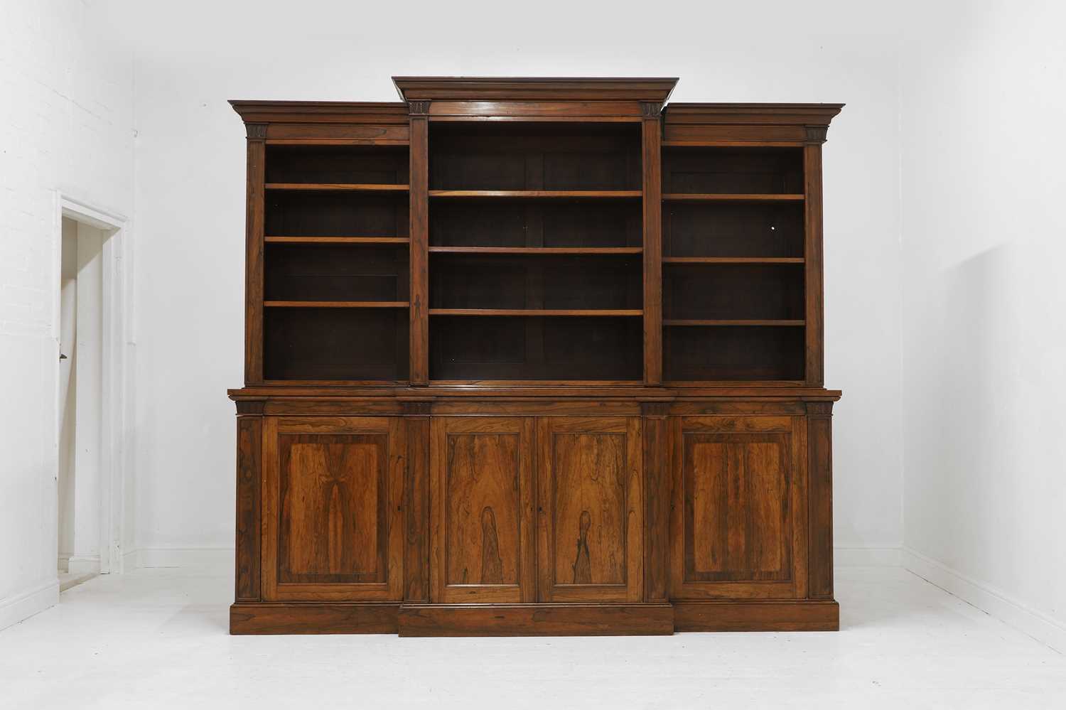 Lot 254 - A William IV rosewood breakfront bookcase