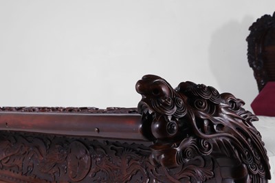 Lot A large export carved hardwood double bed