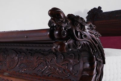 Lot A large export carved hardwood double bed