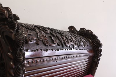 Lot A large export carved hardwood double bed