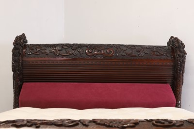Lot A large export carved hardwood double bed