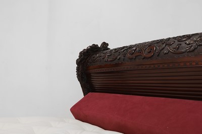 Lot A large export carved hardwood double bed