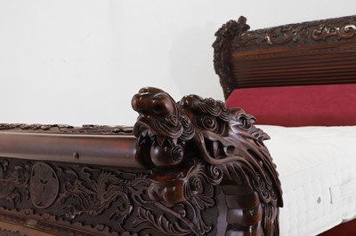 Lot A large export carved hardwood double bed