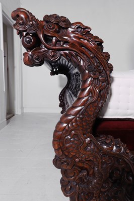 Lot A large export carved hardwood double bed