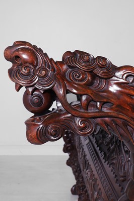 Lot A large export carved hardwood double bed
