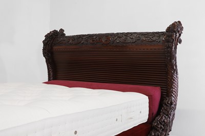 Lot A large export carved hardwood double bed