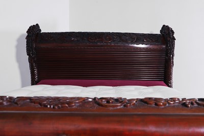 Lot A large export carved hardwood double bed