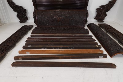 Lot A large export carved hardwood double bed