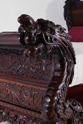 Lot A large export carved hardwood double bed