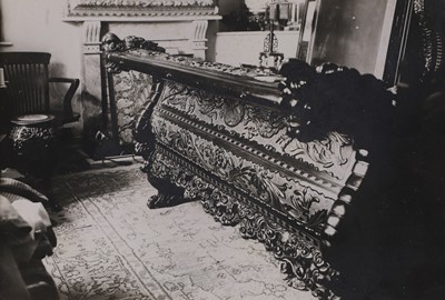 Lot 497 - A large export carved hardwood double bed