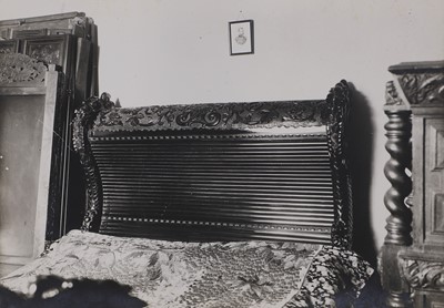 Lot 497 - A large export carved hardwood double bed