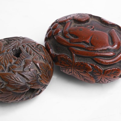 Lot 274 - Two Japanese boxwood manju netsuke