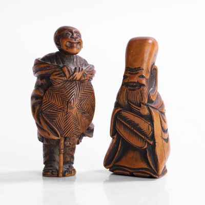 Lot 393 - Two Japanese boxwood netsuke