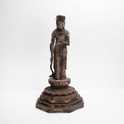 Lot 392 - A Japanese gilt-lacquered wood Kannon