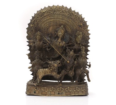 Lot 51 - An Indian brass group of the Goddess Durga