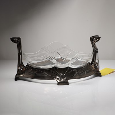 Lot 157 - A WMF style Art Nouveau white metal and glass centrepiece