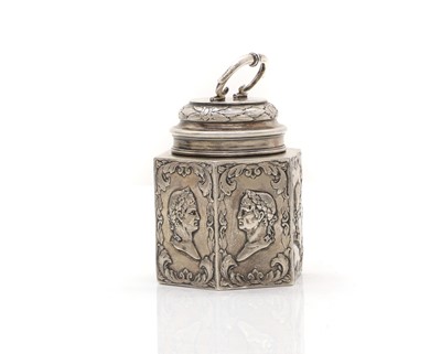 Lot 8 - A silver Continental tea caddy