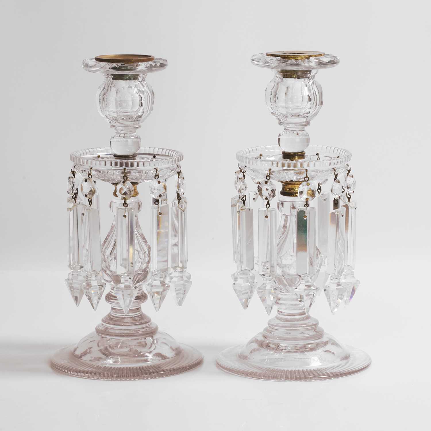 Lot 35 - A pair of William IV glass table lustres