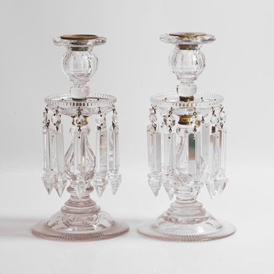 Lot 35 - A pair of William IV glass table lustres