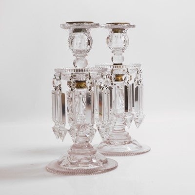 Lot 35 - A pair of William IV glass table lustres