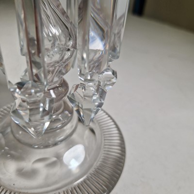 Lot 35 - A pair of William IV glass table lustres