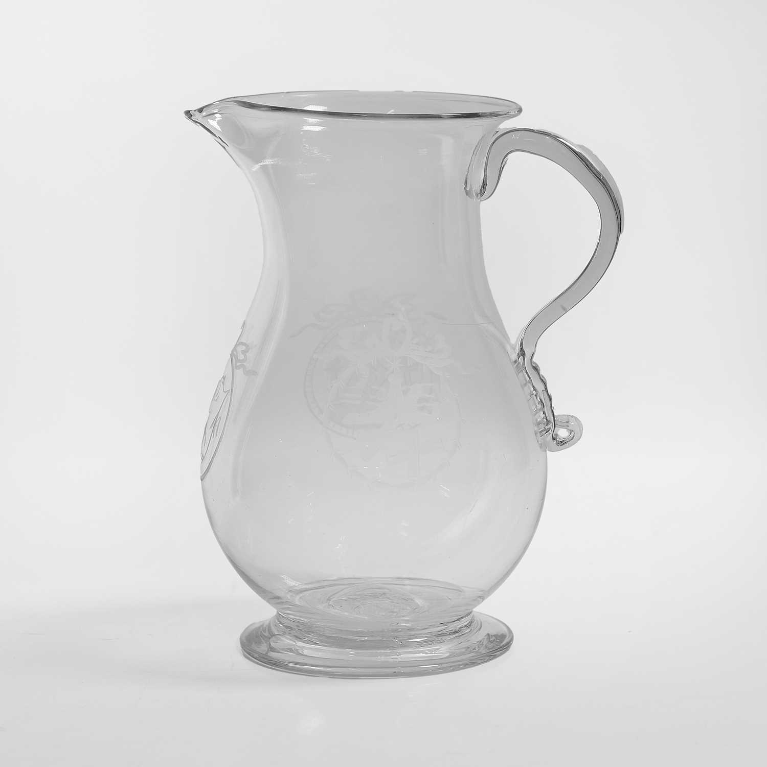 Lot 21 - An engraved Masonic glass jug