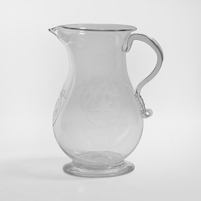 Lot 21 - An engraved Masonic glass jug