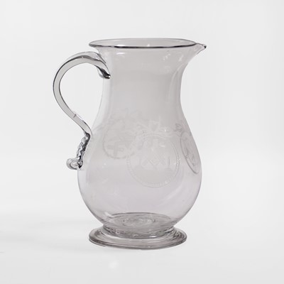 Lot 21 - An engraved Masonic glass jug